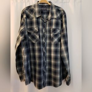 NWOT American Rag Mens Western Yoke Cowboy Blue Plaid Shirt Size XXL